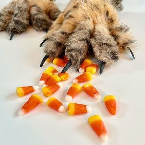 Faux Fur Tiger Paw Gloves with Claws, Home Sewn. Vintage Gloves Faux Fur…